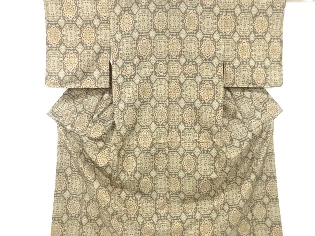 JAPANESE KIMONO / VINTAGE KIMONO / SILK / TSUMUGI / WOVEN FLOWER CREST